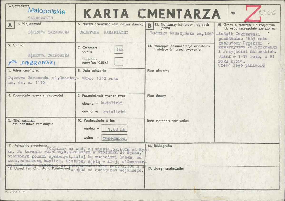 Karta cmentarza, skan nr 1