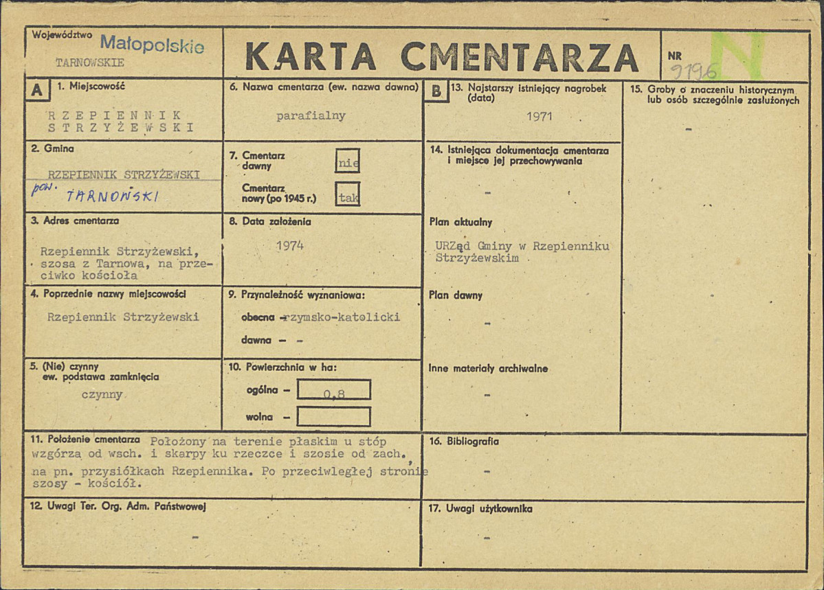 KC - Karta cmentarza, skan nr 1