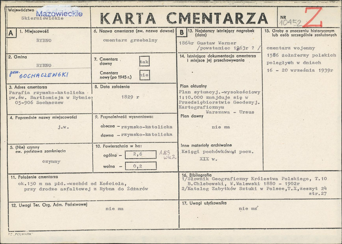 Karta cmentarza, skan nr 1