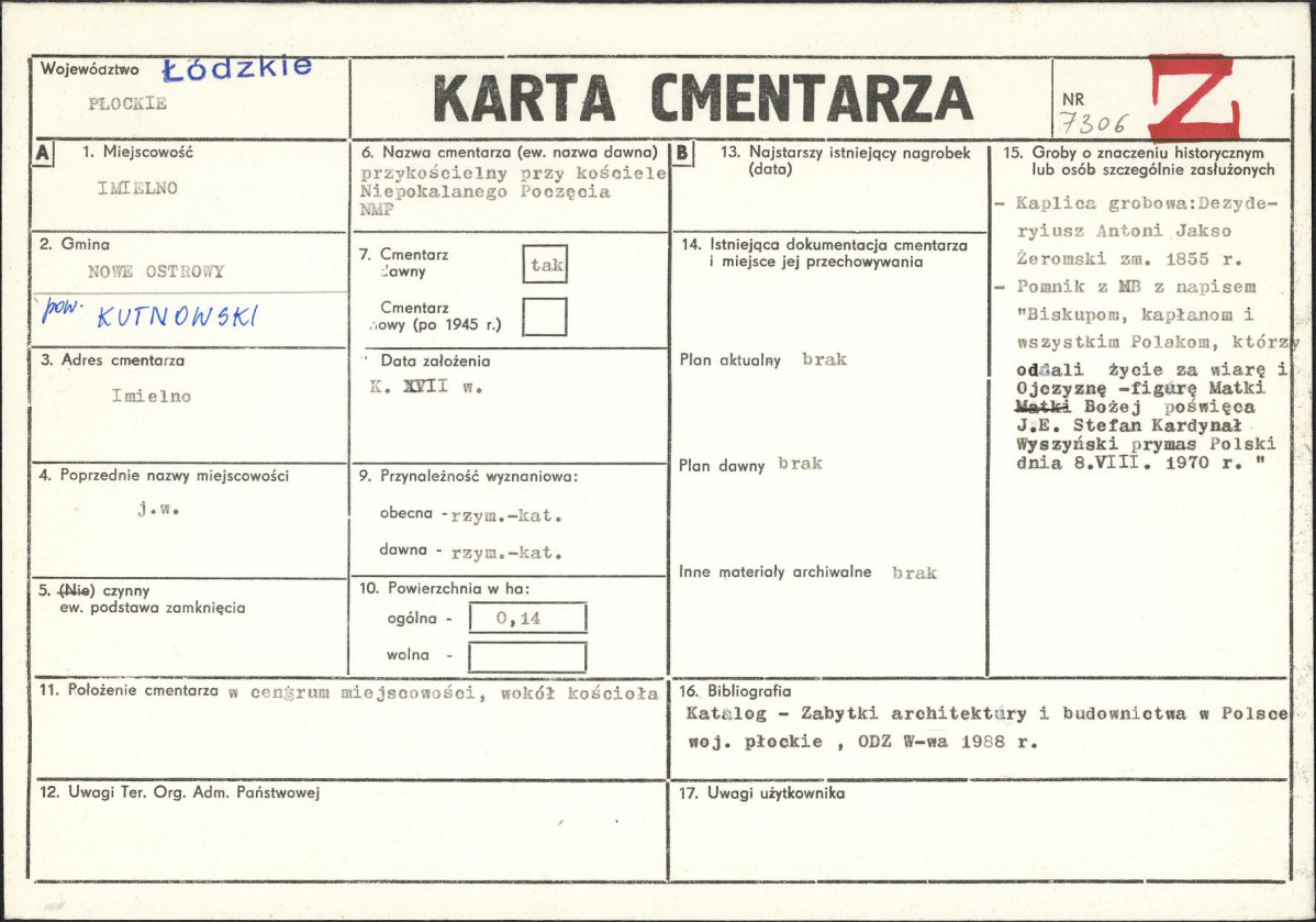 Karta cmentarza, skan nr 1