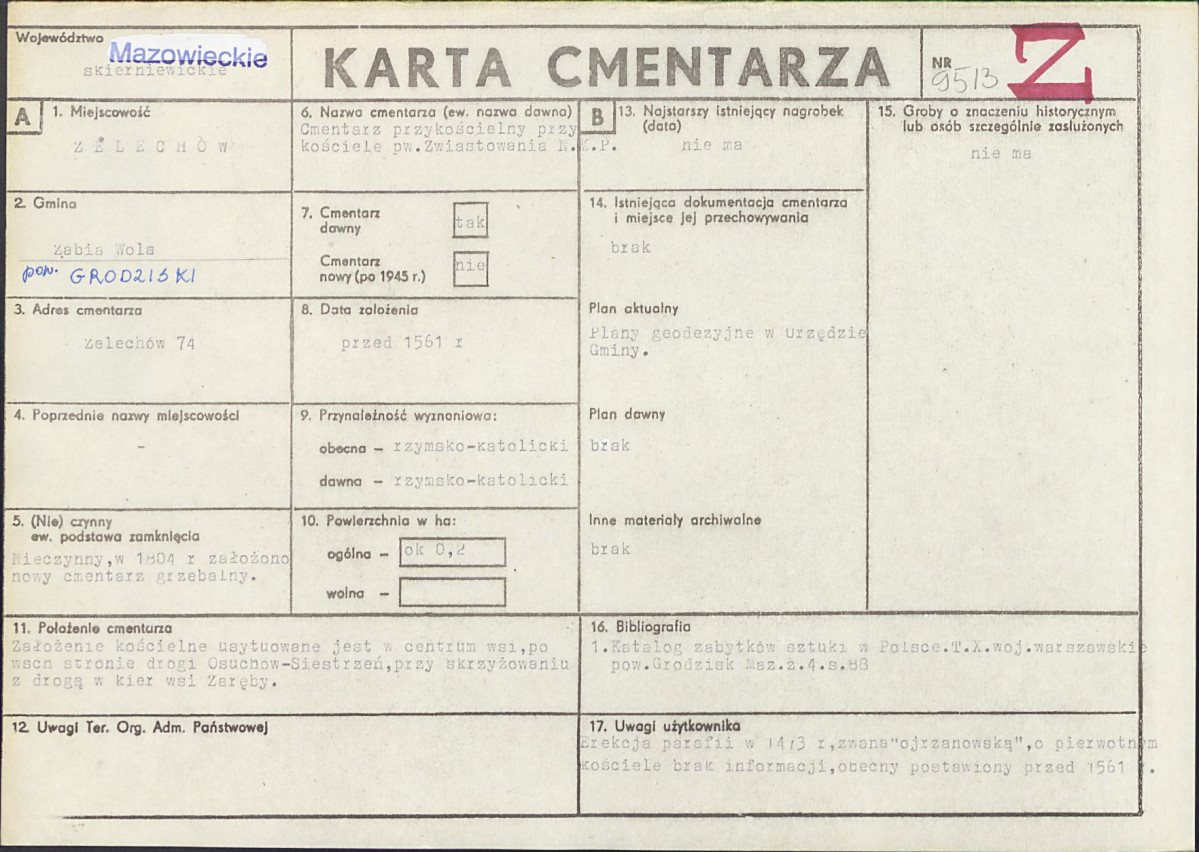 KC - Karta cmentarza, skan nr 1