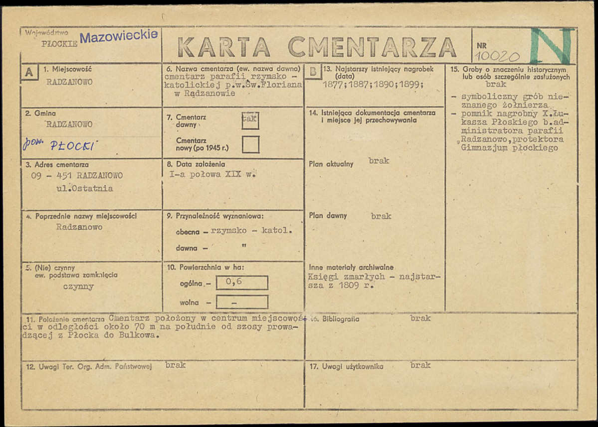 Karta cmentarza, skan nr 1