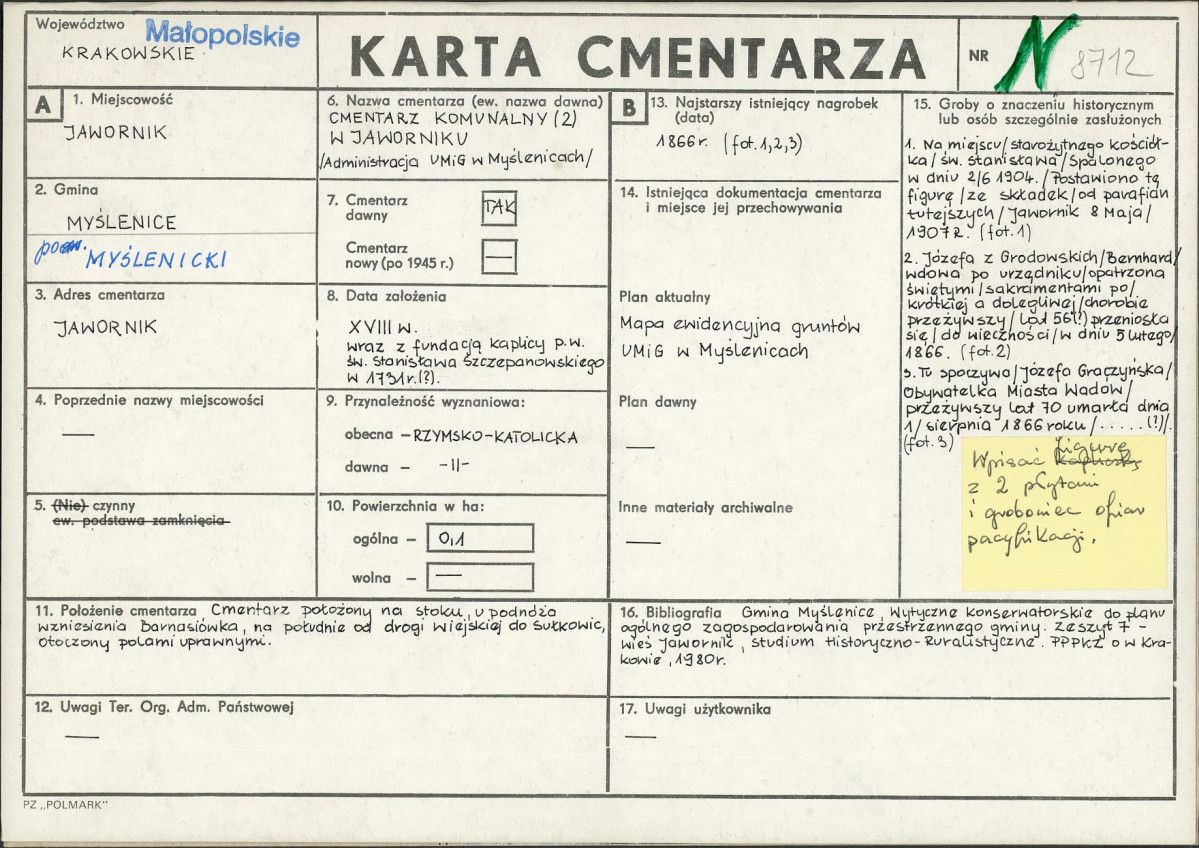Karta cmentarza, skan nr 1