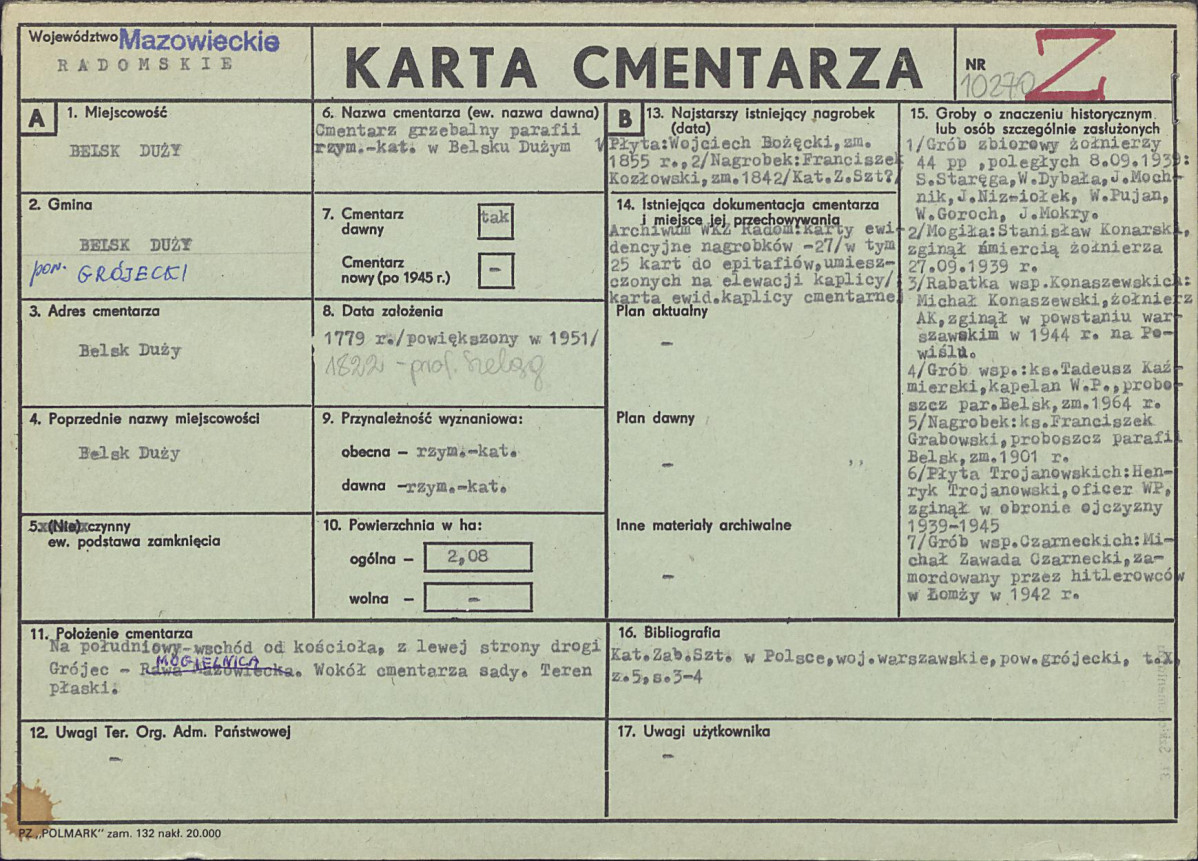 KC - Karta cmentarza, skan nr 1