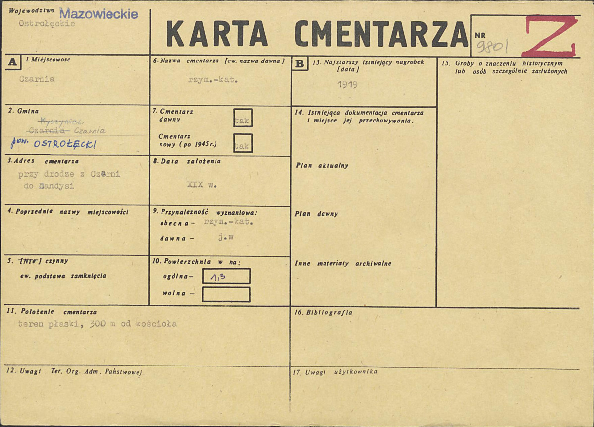 KC - Karta cmentarza, skan nr 1