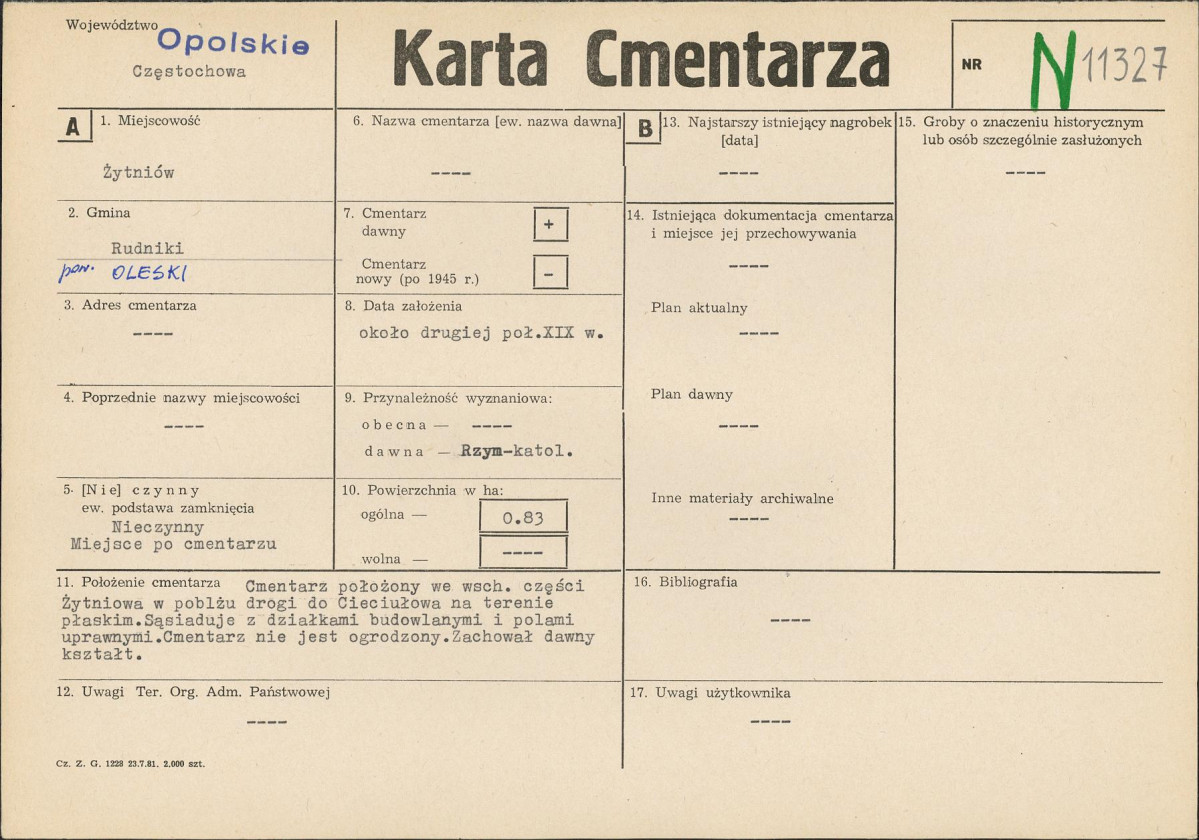 KC - Karta cmentarza, skan nr 1