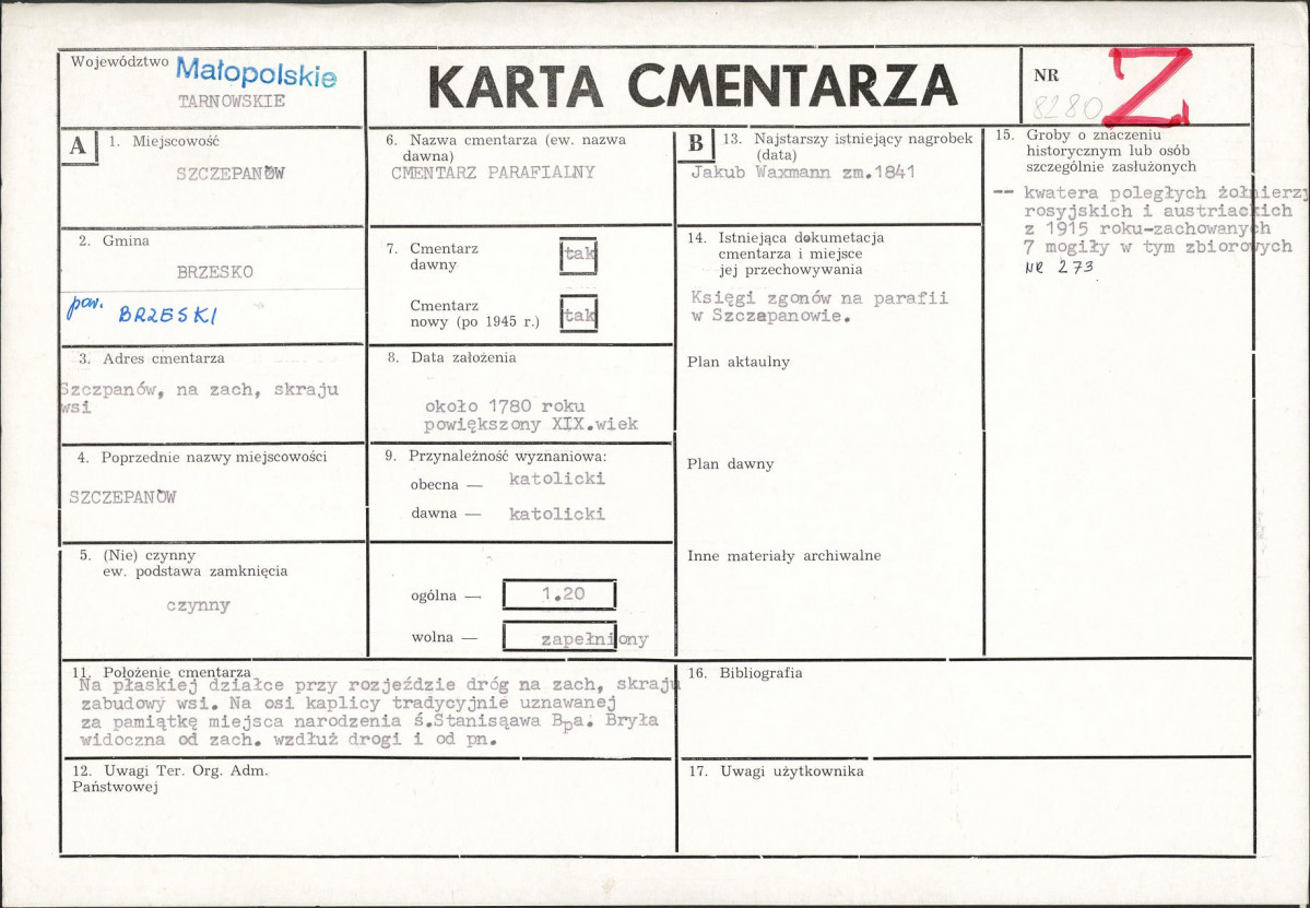 Karta cmentarza, skan nr 1