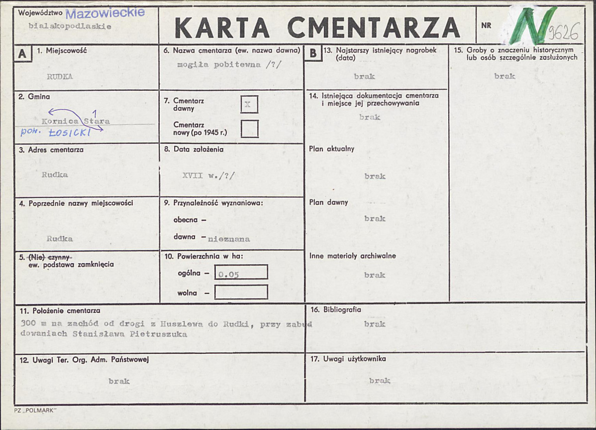 KC - Karta cmentarza, skan nr 1
