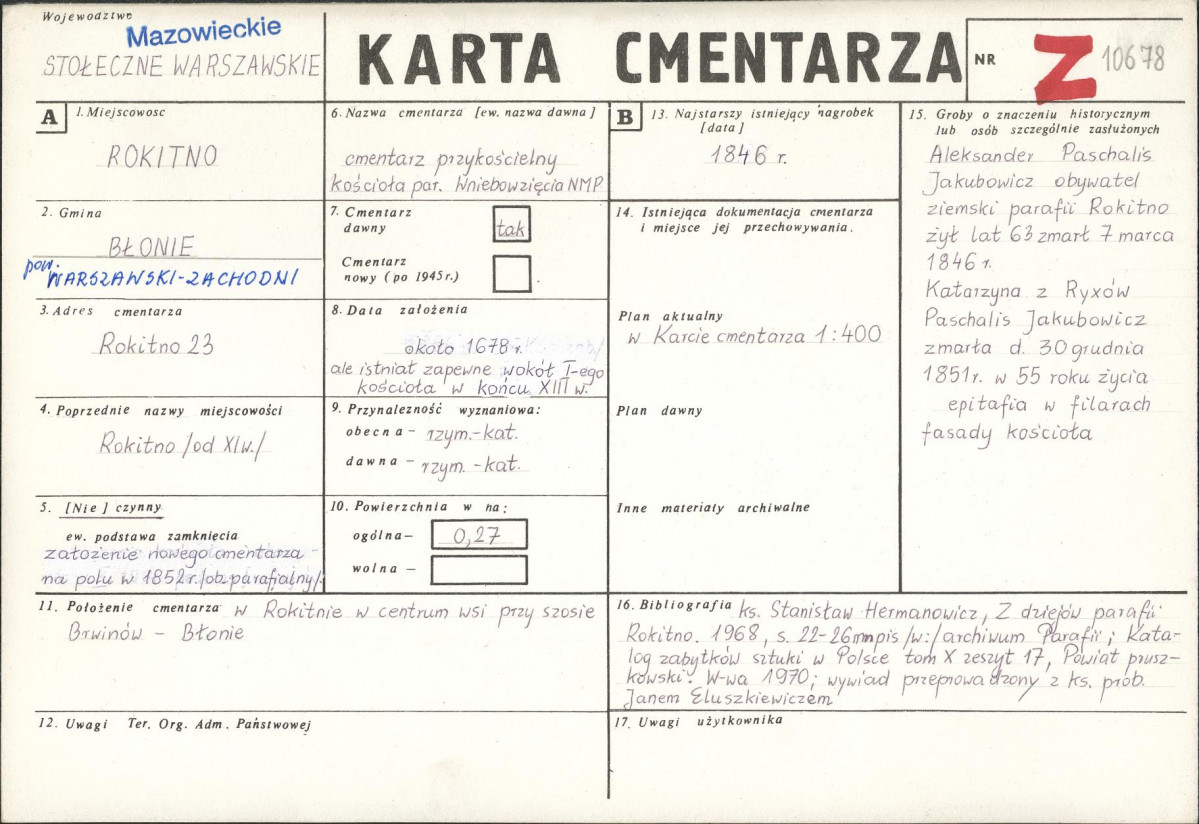 Karta cmentarza, skan nr 1