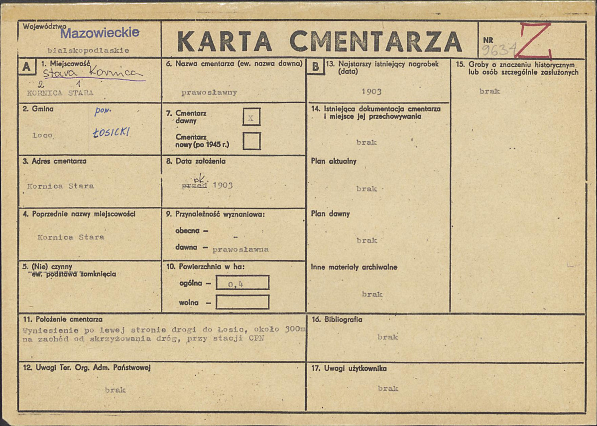 KC - Karta cmentarza, skan nr 1