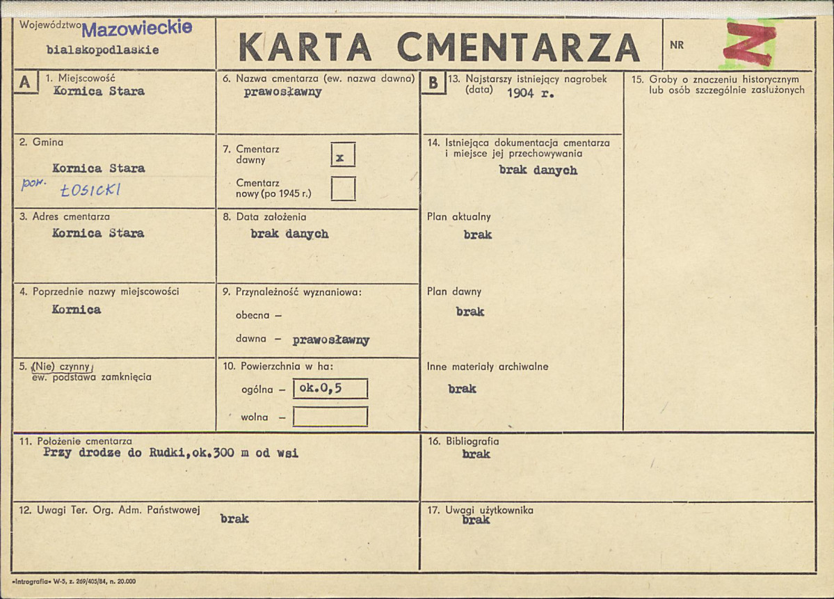 KC - Karta cmentarza, skan nr 1