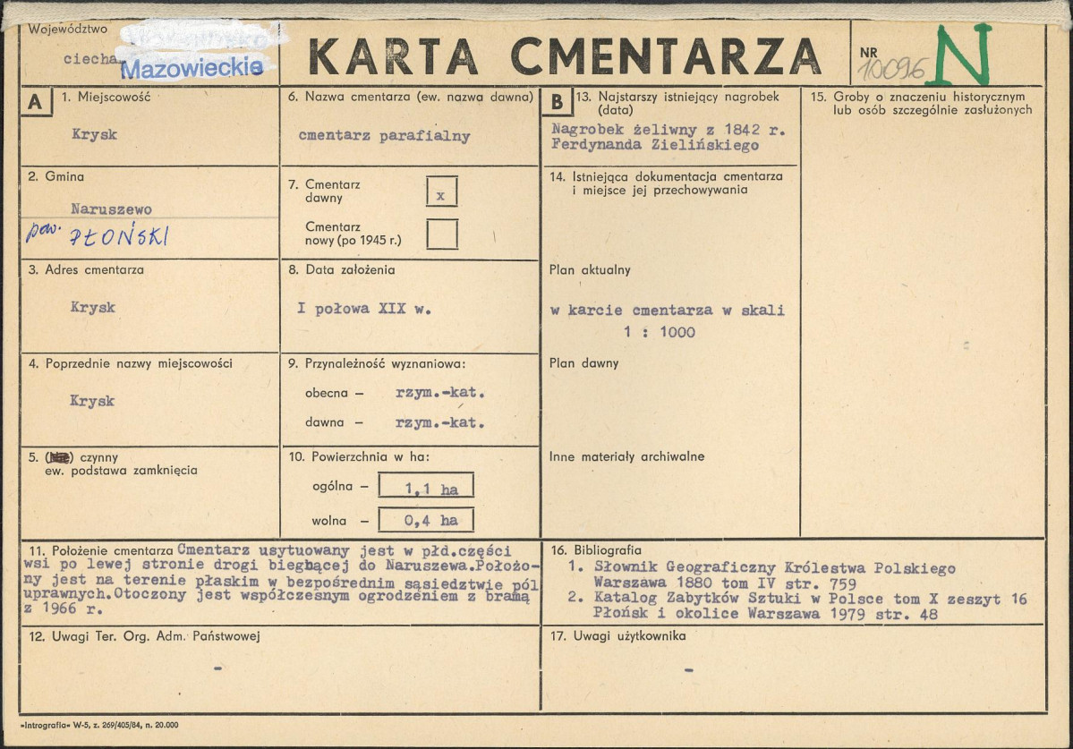 Karta cmentarza, skan nr 1