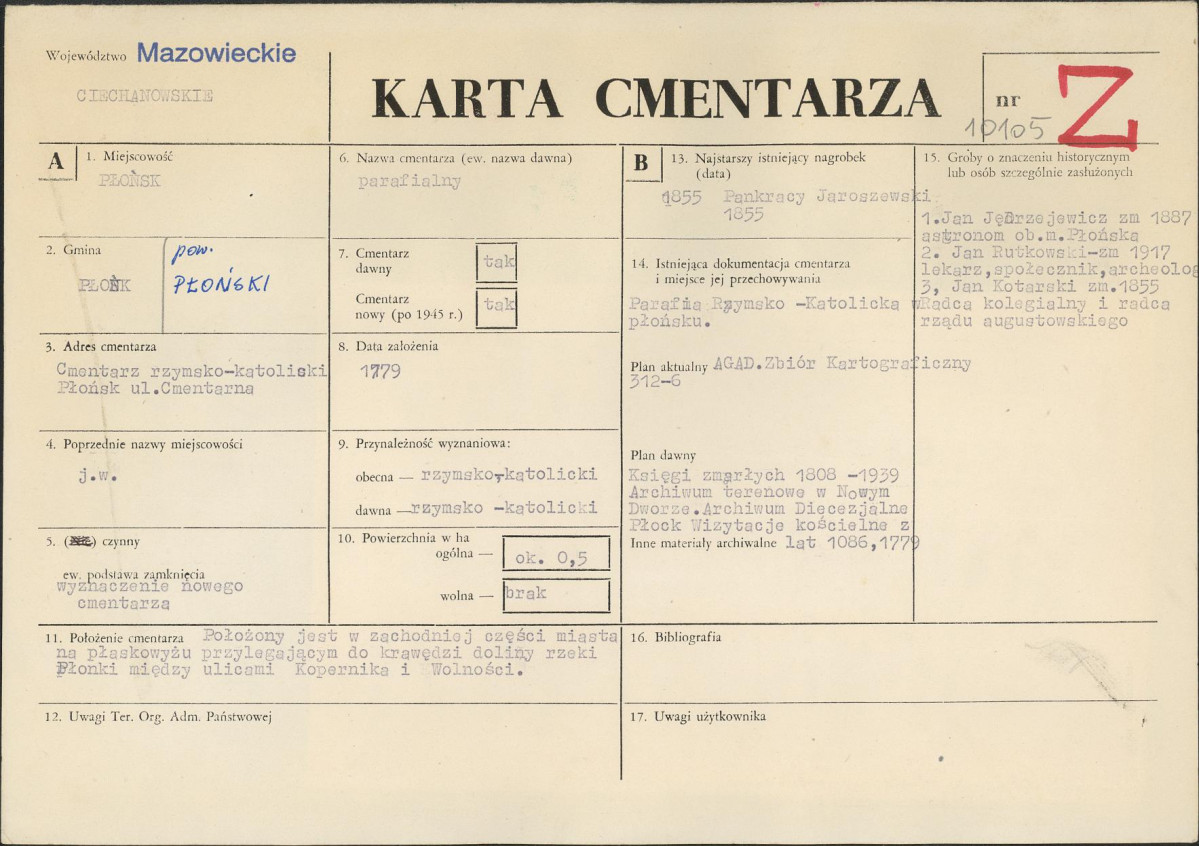 Karta cmentarza, skan nr 1