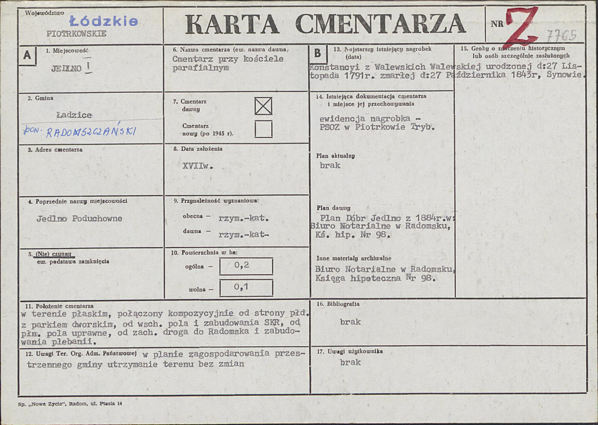 Karta cmentarza, skan nr 1