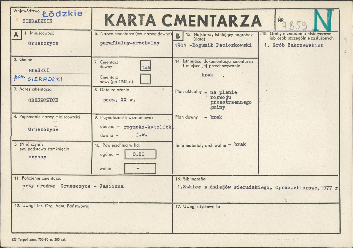 Karta cmentarza, skan nr 1