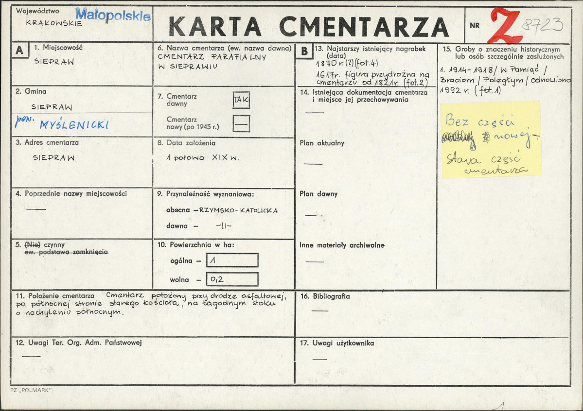 Karta cmentarza, skan nr 1