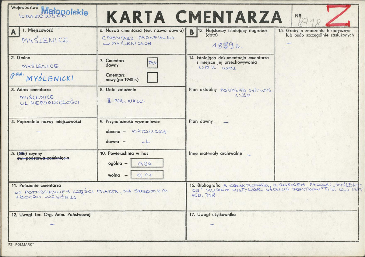 Karta cmentarza, skan nr 1