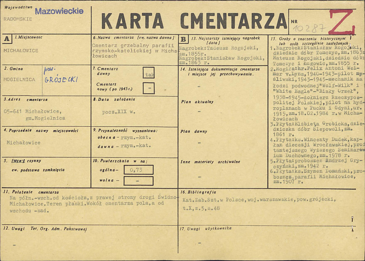KC - Karta cmentarza, skan nr 1