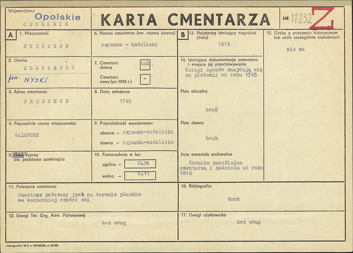 KC - Karta cmentarza, skan nr 1