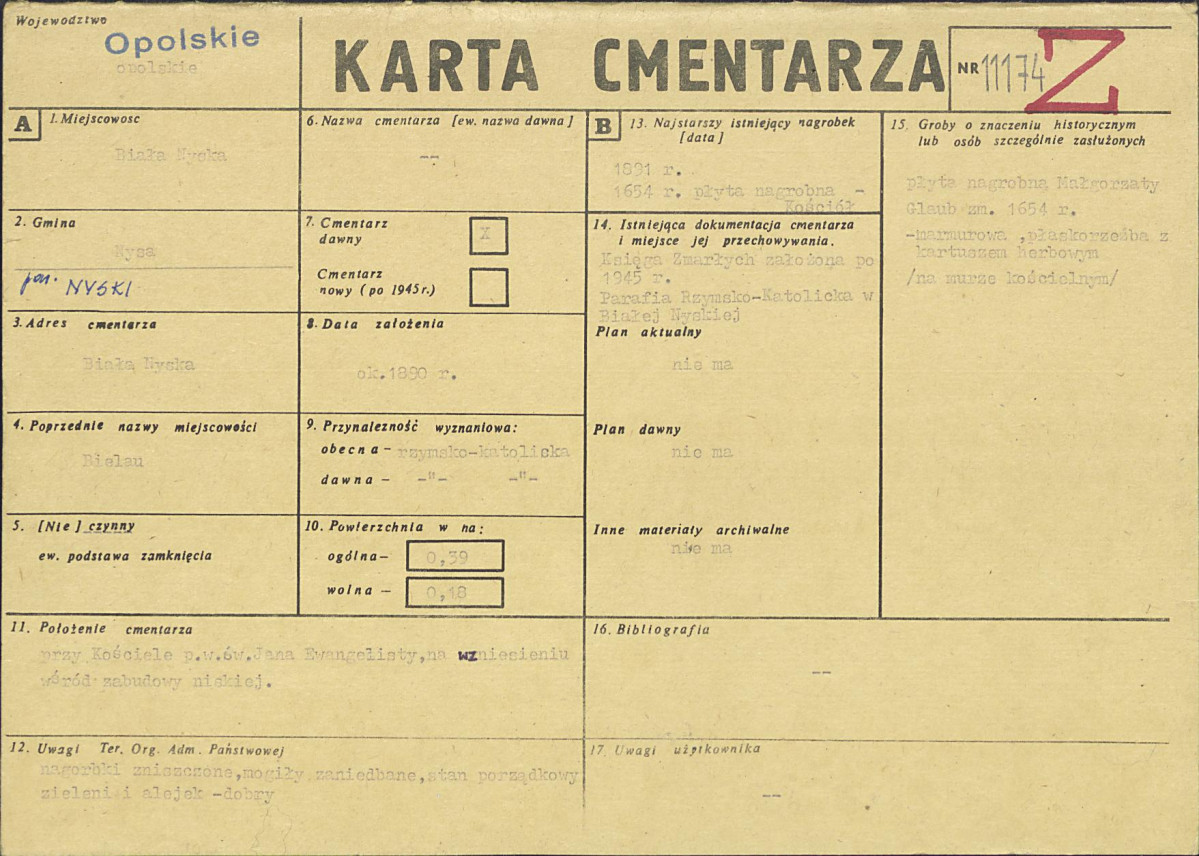 KC - Karta cmentarza, skan nr 1