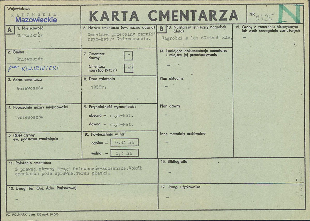 KC - Karta cmentarza, skan nr 1