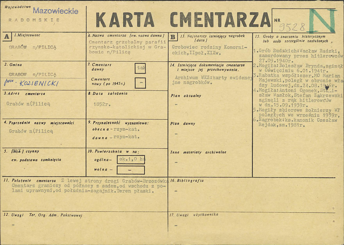 KC - Karta cmentarza, skan nr 1