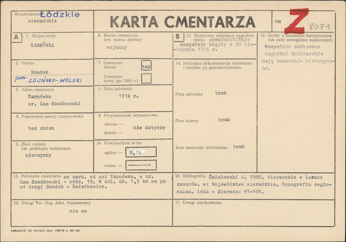 KC - Karta cmentarza, skan nr 1