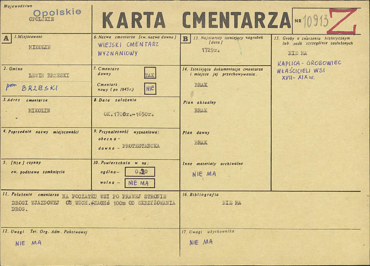 Karta cmentarza, skan nr 1