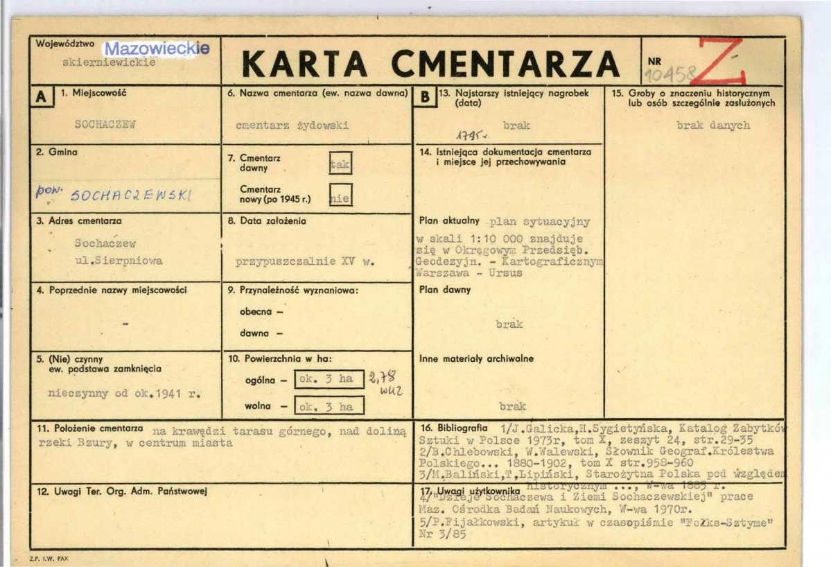 Karta cmentarza, skan nr 1