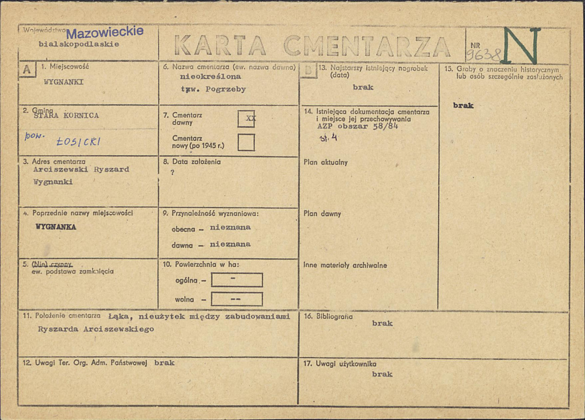 KC - Karta cmentarza, skan nr 1