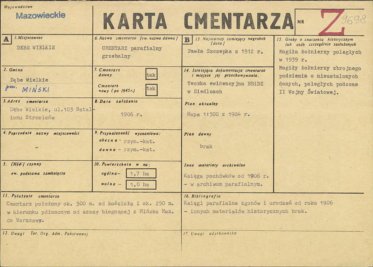 Karta cmentarza, skan nr 1