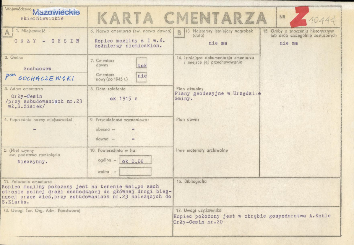 Karta cmentarza, skan nr 1