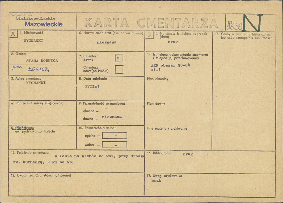 KC - Karta cmentarza, skan nr 1