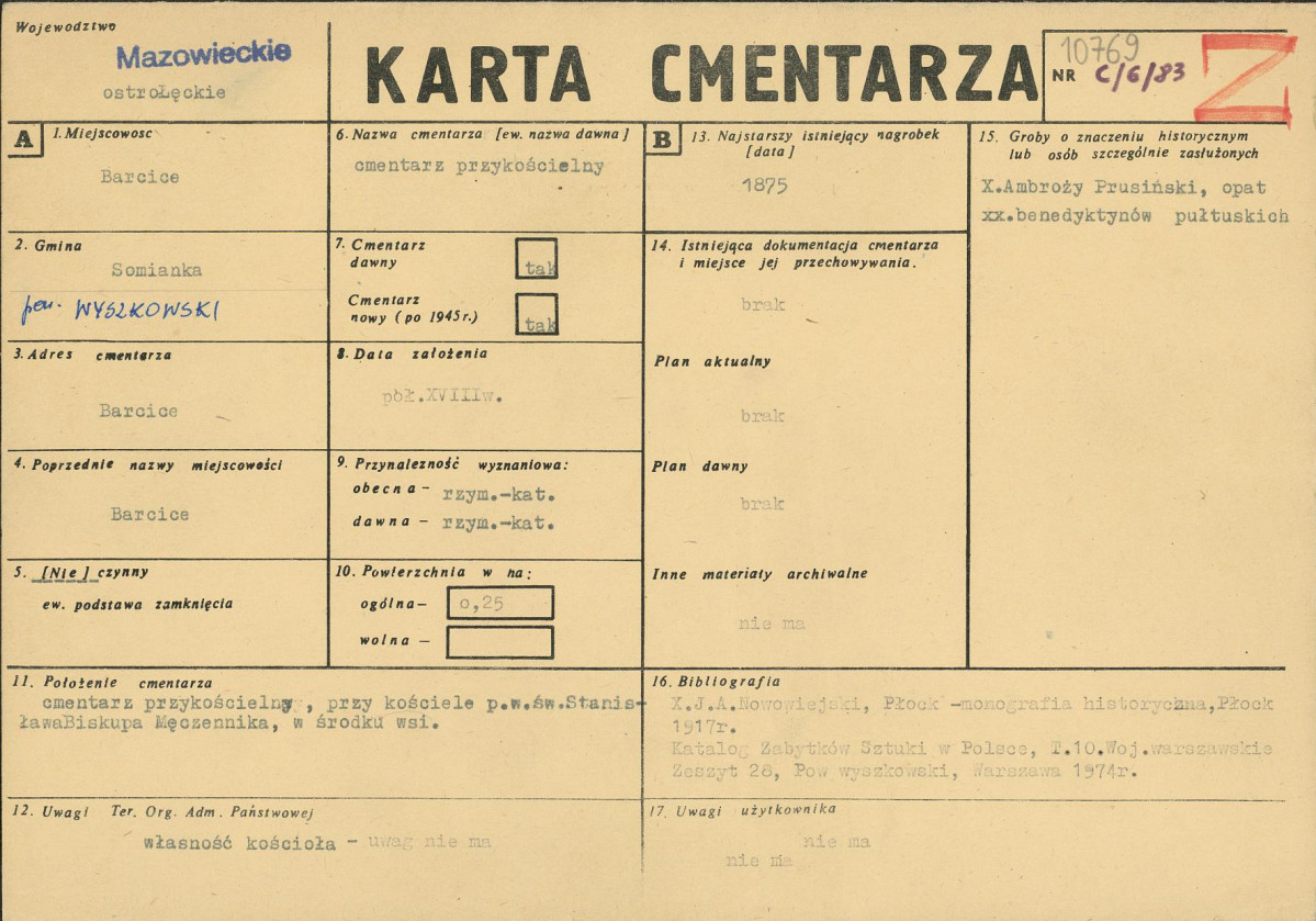 Karta cmentarza, skan nr 1