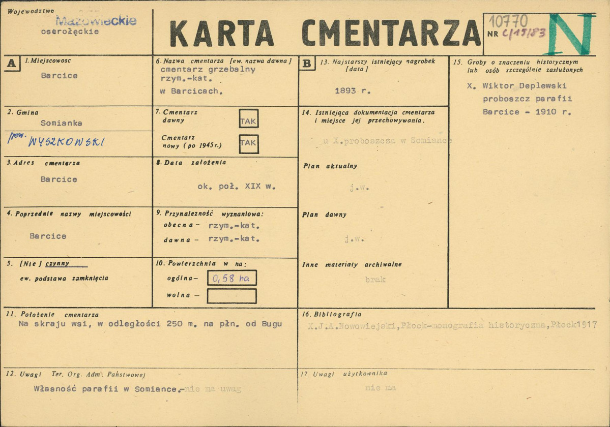 Karta cmentarza, skan nr 1