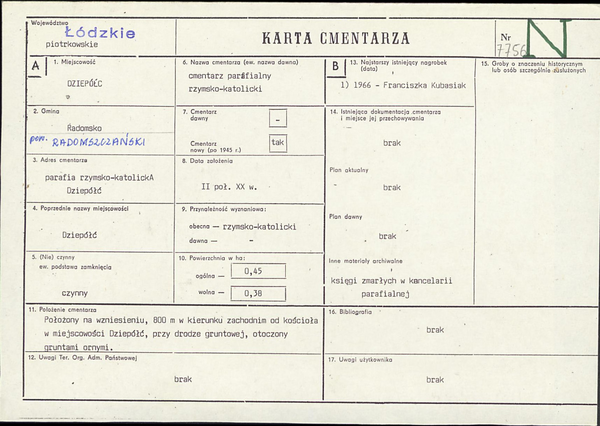 Karta cmentarza, skan nr 1