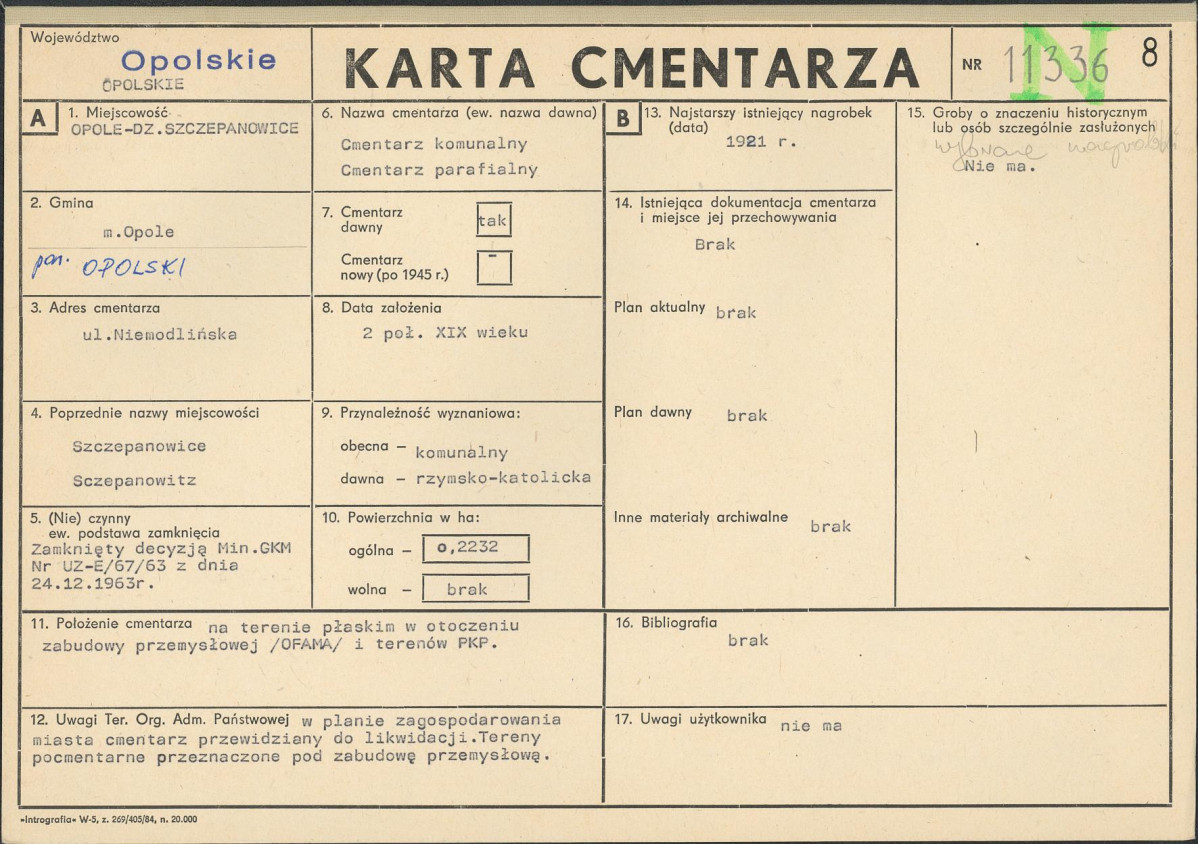KC - Karta cmentarza, skan nr 1