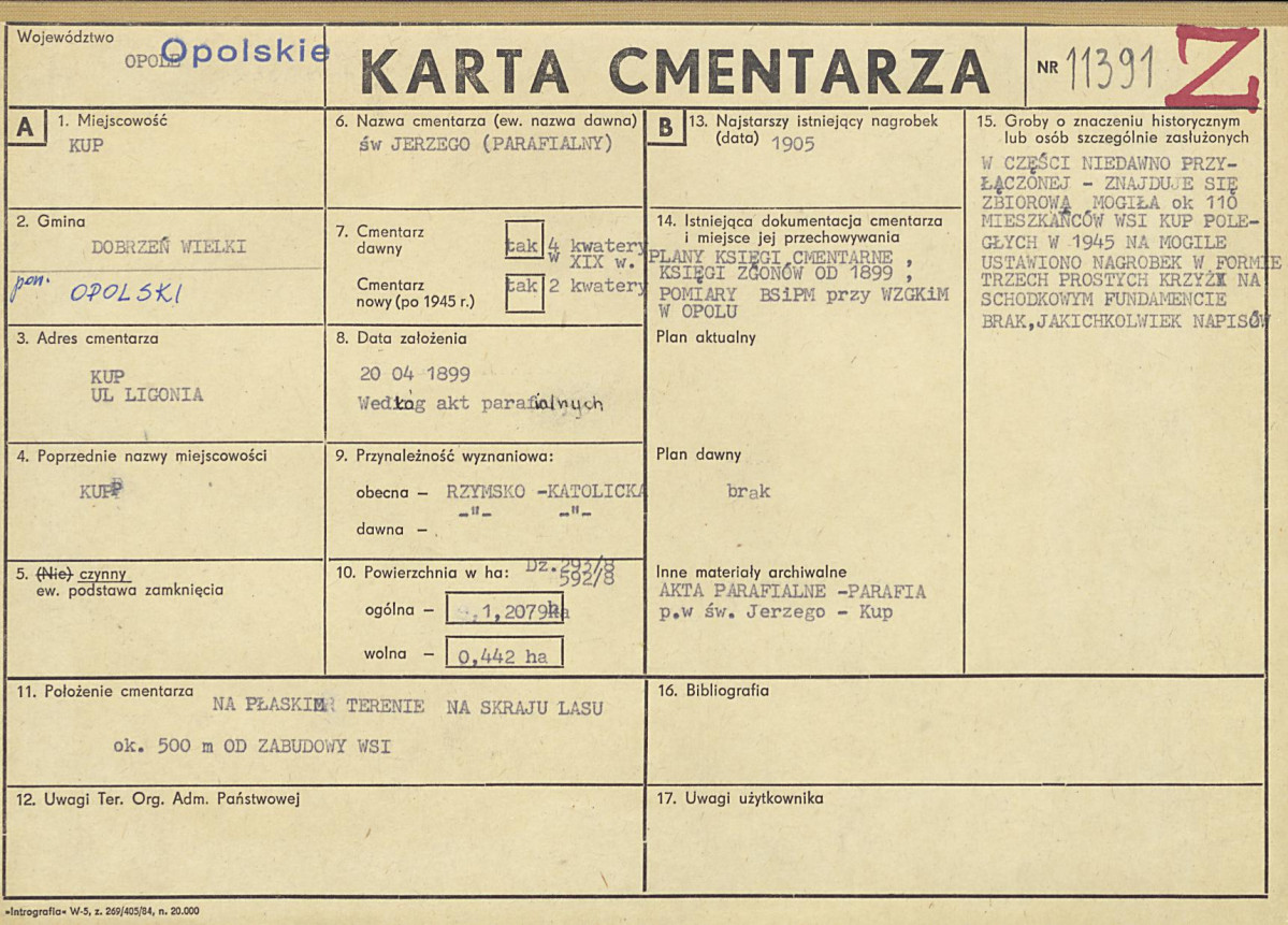 KC - Karta cmentarza, skan nr 1
