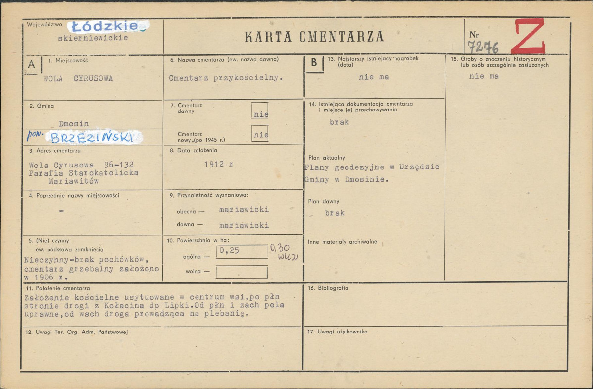 Karta cmentarza, skan nr 1