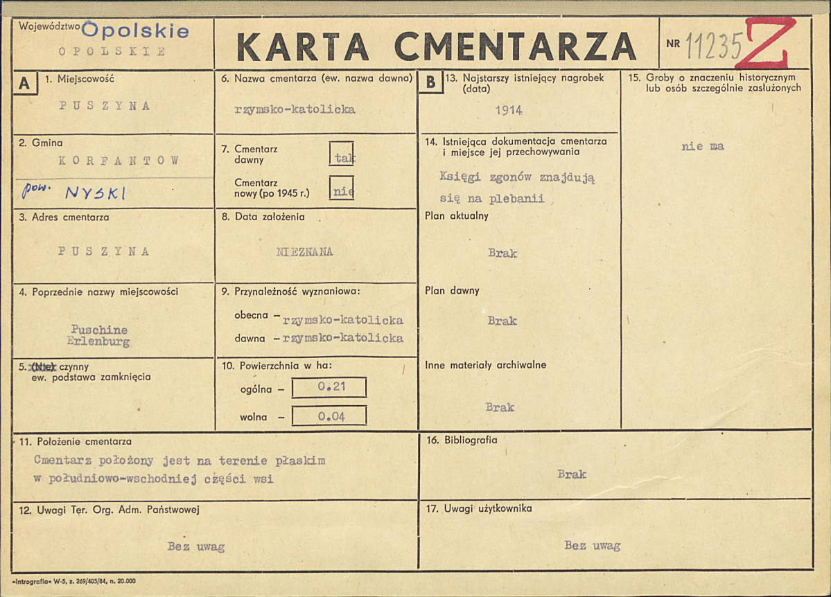 KC - Karta cmentarza, skan nr 1