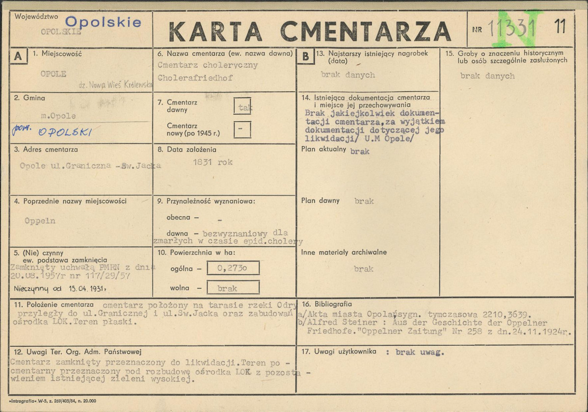 KC - Karta cmentarza, skan nr 1