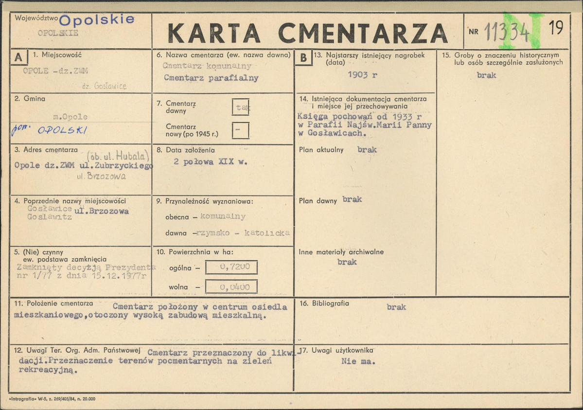 KC - Karta cmentarza, skan nr 1