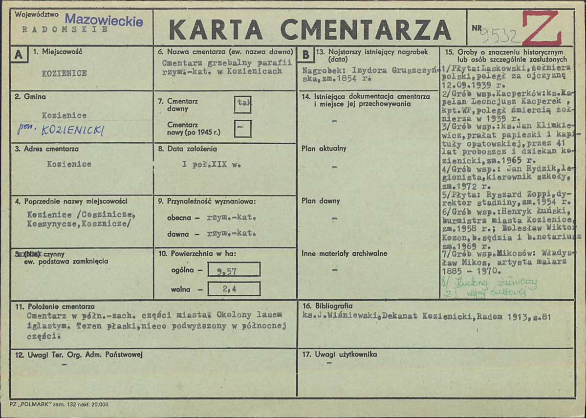KC - Karta cmentarza, skan nr 1