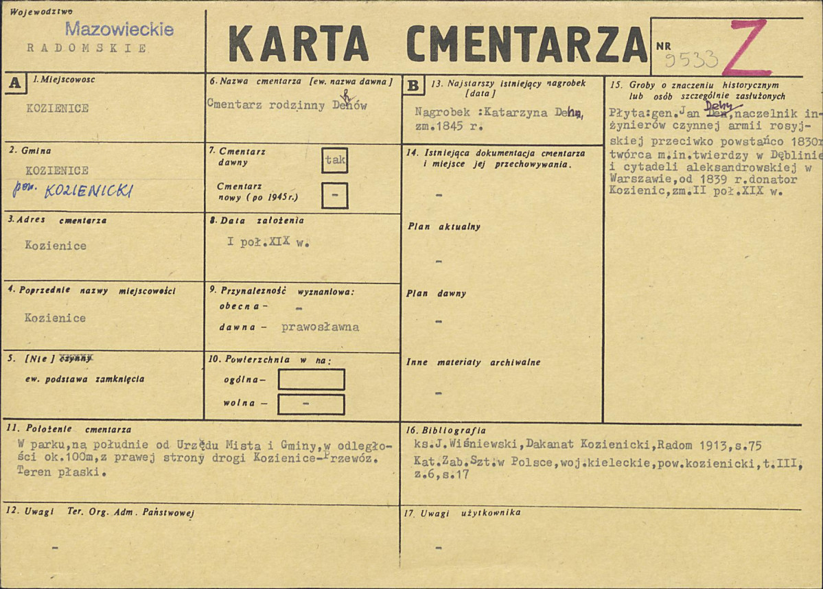 KC - Karta cmentarza, skan nr 1