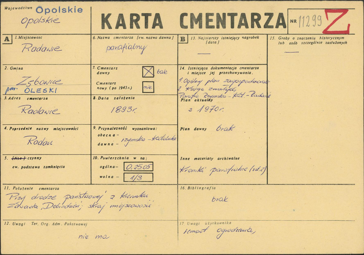 KC - Karta cmentarza, skan nr 1