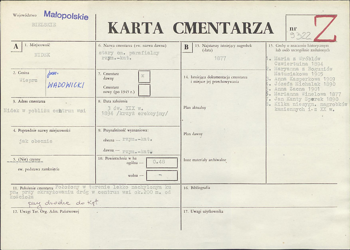 Karta cmentarza, skan nr 1
