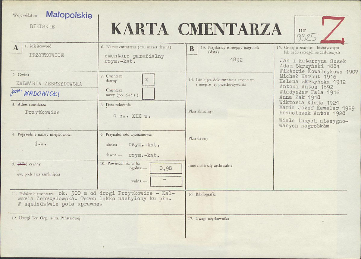Karta cmentarza, skan nr 1