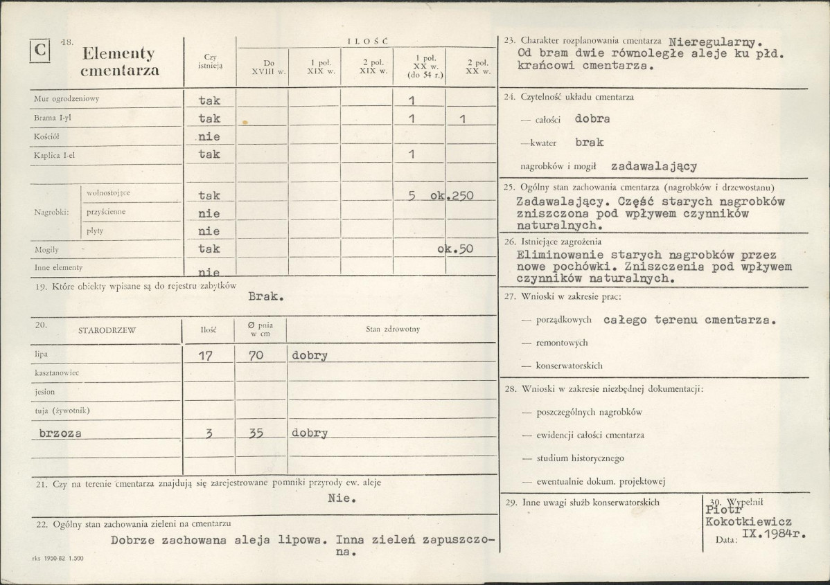 Karta cmentarza, skan nr 2