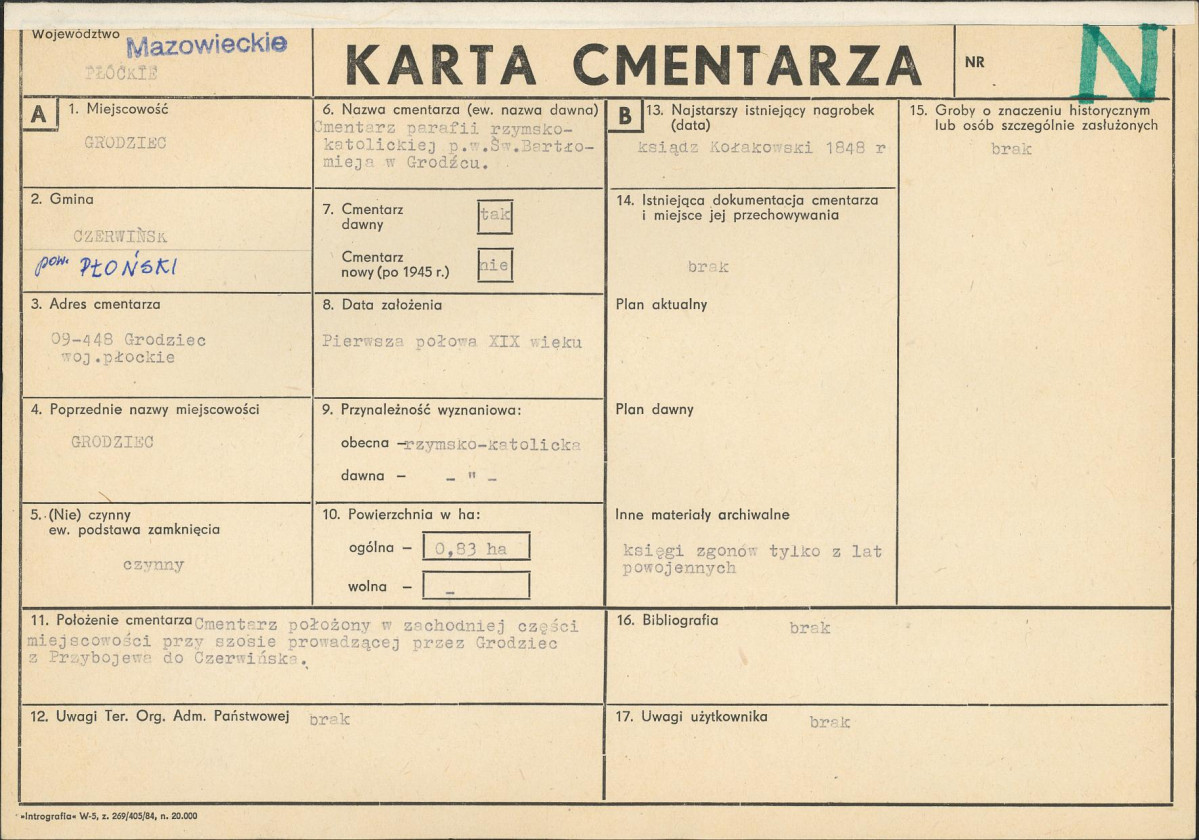 Karta cmentarza, skan nr 1