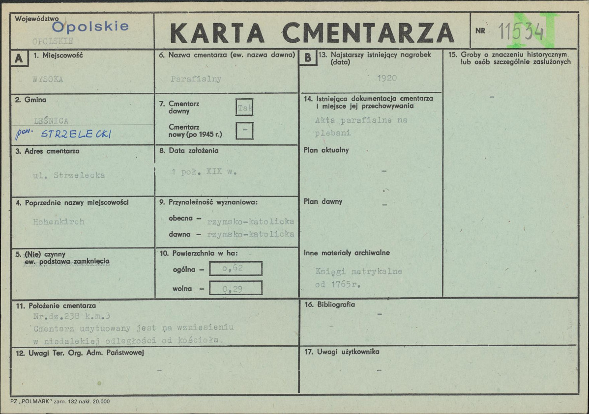 KC - Karta cmentarza, skan nr 1